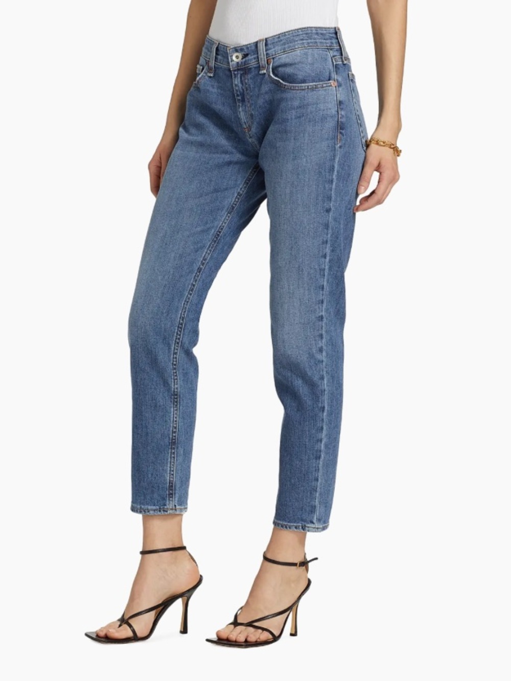 rag & bone Dre Low-Rise Slim Boyfriend Straight Jeans Medium Wash 30” Inseam
